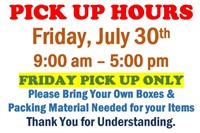 AUCTION PICK UP DAY & HOURS
