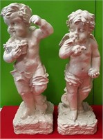 11 - PAIR OF CERAMIC CHERUB FIGURINES 20"H