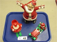 (3) Plastic Santas