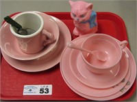 Childrens Dishes-Pottery, Plastic & Sterling Spoon