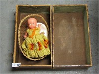 Wooden Box with Doll