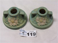 Pair of Roseville 1115-2" Pottery Candleholders