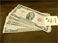 (10) 1953 & 1963 Ser. $2 U.S. Note Red Seal Bills