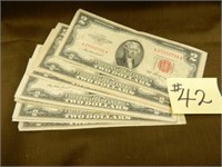 (10) 1953 & 1963 Ser. $2 U.S. Note Red Seal Bills