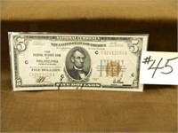 1929 Ser. $5 Nat. Currency "The Fed. Res. Bank Of-