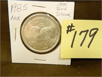 1985 1 oz. .999 Fine Silver "World Trade" Piece