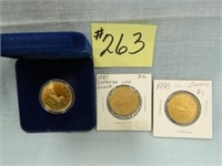 (2) 1987, (1) 1990 Canada $1 Dollars