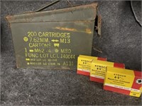 Nice Ammo can comes with three vintage boxes of