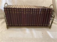 Nice metal book holder with 21 vintage books on