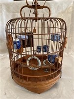 Vintage Asian/ Chinese Bamboo Bird Cage w Canton