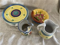 Dish lot includes 6 plates, 3 bowls and water