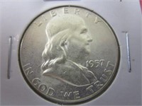 1957 Ben Franklin Half Dollar - Appears UNC