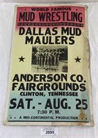 Vintage Clinton, TN Mud Wrestling Event Poster