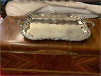 LARGE, HEAVY SILVERPLATE SERVING TRAY