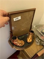VINTAGE BRONZE BABY SHOES WITH FRAME