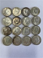 (16) 1964 JFK Half Dollars