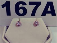 Rose Gold Sterling Silver Jewelry Solitaire Earrin