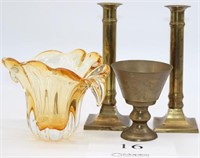 Vintage brass candlesticks 9" tall, decorative
