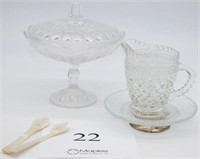 Crystal dishes-stemmed dish with lid 7.5" tall by