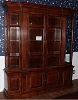 Century lighted hutch measures 85.75" tall by 78"