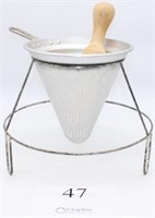 Vintage canning sieve with stand