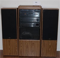 Yamaha Stereo system in cabinet with speakers