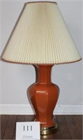 Lamp with shade 31" tall, glass vase 7" tall by