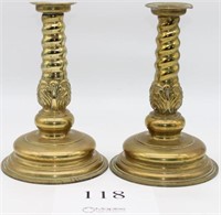 Brass candlesticks 10.5" tall by 7" wide