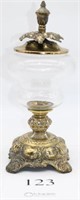 Vintage brass and glass candy dish 13.5" tall