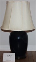 Lamps blue glass set of two with shades 28" tall