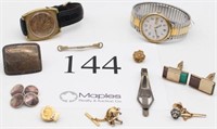 Vintage watches, cuff links, tie pins