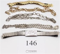Assorted vintage metal stretch and chain belts