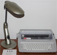 Brother Electronic typewriter and desk lamp