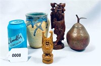 VTG Wood Carved Chinese Man, Wood Buddha & More