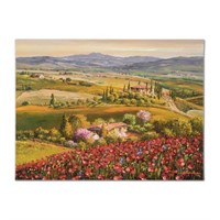 Sam Park, "Tuscany Red Poppies" Hand Embellished L