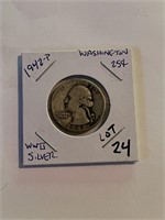 Early WWII 1942-P Washington Silver Quarter