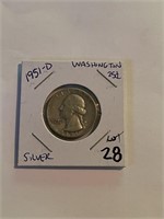 Early 1951-D Washington Silver Quarter