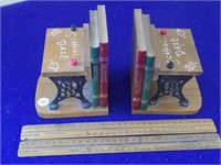 Wooden Bookends & 2 Rulers