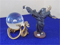 Kung Fu Statue & Dragon with Glass Ball