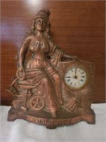 Antique Golden Novelty Mfg Commerce Statue Clock