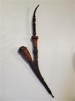Antique Carved/ Antler/ Stag Lidded Tobacco Pipe