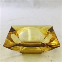 Vintage Amber Glass Ashtray (3 1/2" Diameter)