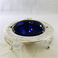 Small Cobalt Blue Bowl & Covered Holder