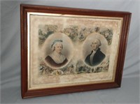 Vintage "Washington And His Wife" Framed Print