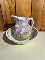 Antique Johnson Bros Wash Bowl with Pitcher