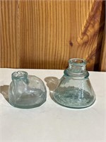 2 Antique Glass Ink Bottles