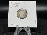 1914 BARBER SILVER DIME