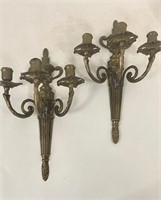 PAIR OF CAST BRASS CANDLE SCONCES