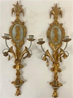 PAIR OF CARVED WOODEN CANDLE SCONCES