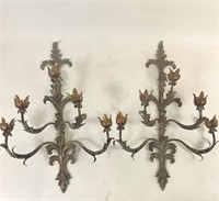 PAIR OF 5 ARM CANDLE SCONCES